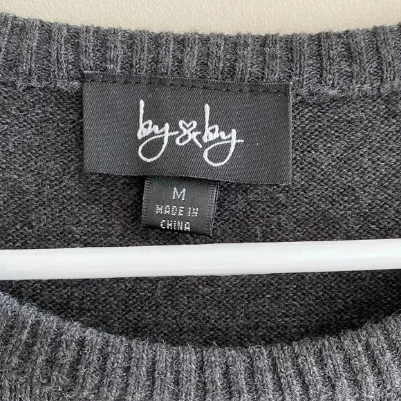 By & By Pink & Gray Rhinestone Sweater Dress with Quarter-Length Sleeves, Size M - Picture 6 of 14